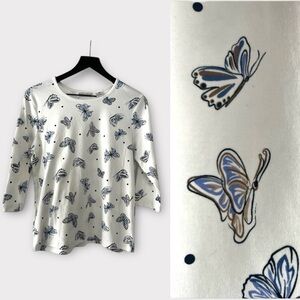 NWT Bonnie Evans Petites top with butterfly pattern